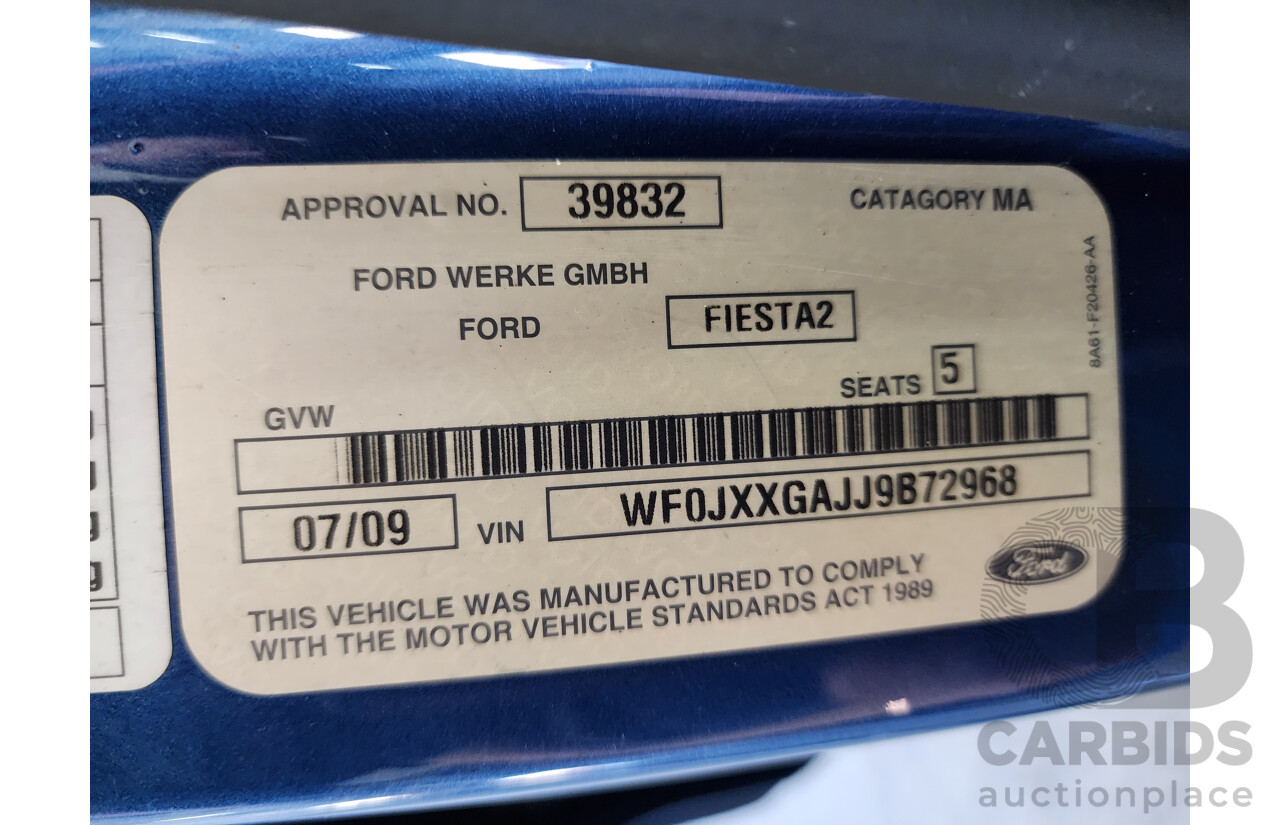 7/2009 Ford Fiesta CL WS 5d Hatchback Blue 1.4L