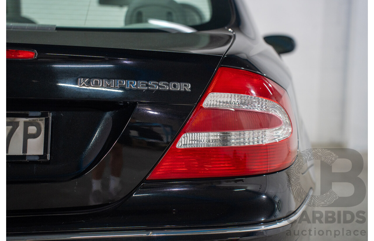 2/2005 Mercedes-Benz CLK200K Elegance C209 2d Coupe Obsidian Black Metallic Supercharged 1.8L