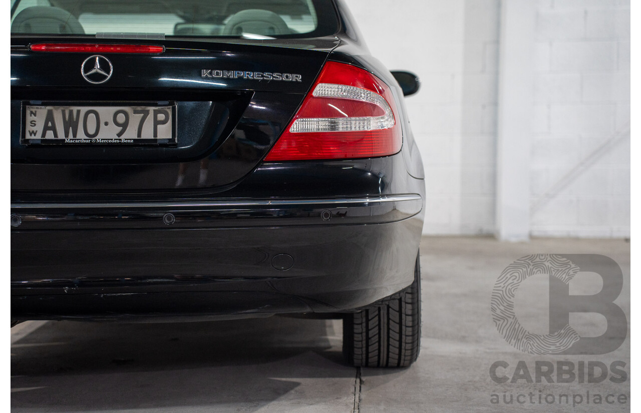 2/2005 Mercedes-Benz CLK200K Elegance C209 2d Coupe Obsidian Black Metallic Supercharged 1.8L