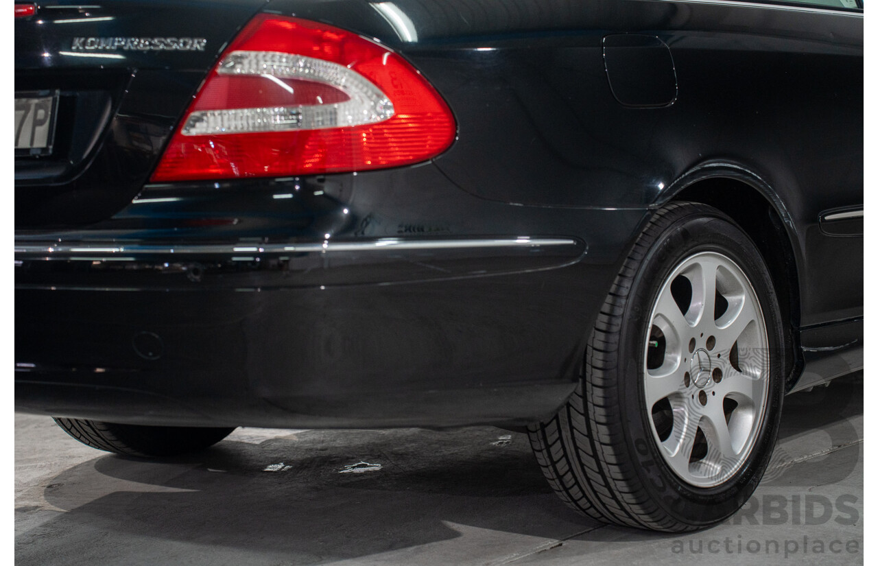 2/2005 Mercedes-Benz CLK200K Elegance C209 2d Coupe Obsidian Black Metallic Supercharged 1.8L