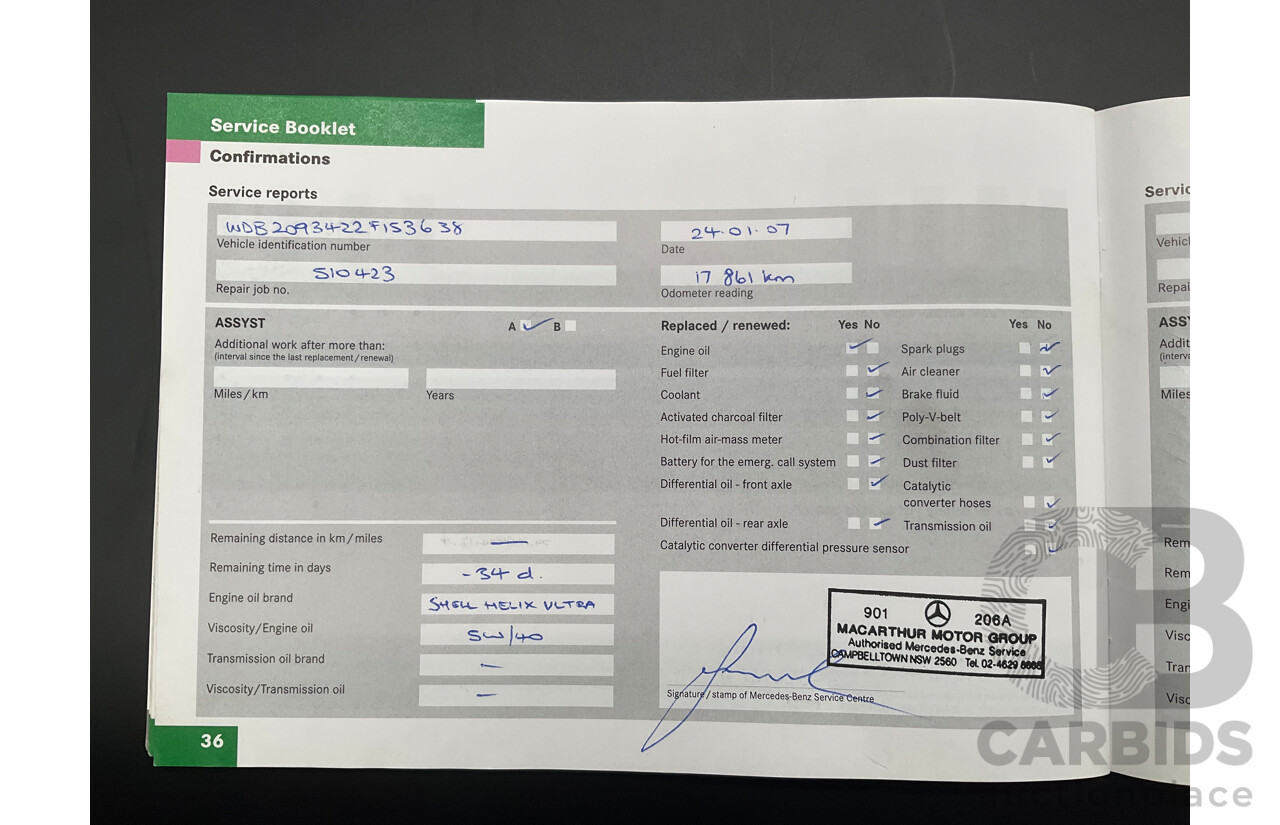 2/2005 Mercedes-Benz CLK200K Elegance C209 2d Coupe Obsidian Black Metallic Supercharged 1.8L