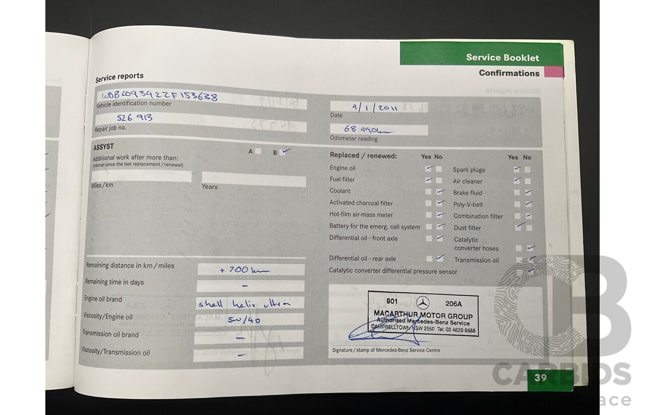 2/2005 Mercedes-Benz CLK200K Elegance C209 2d Coupe Obsidian Black Metallic Supercharged 1.8L