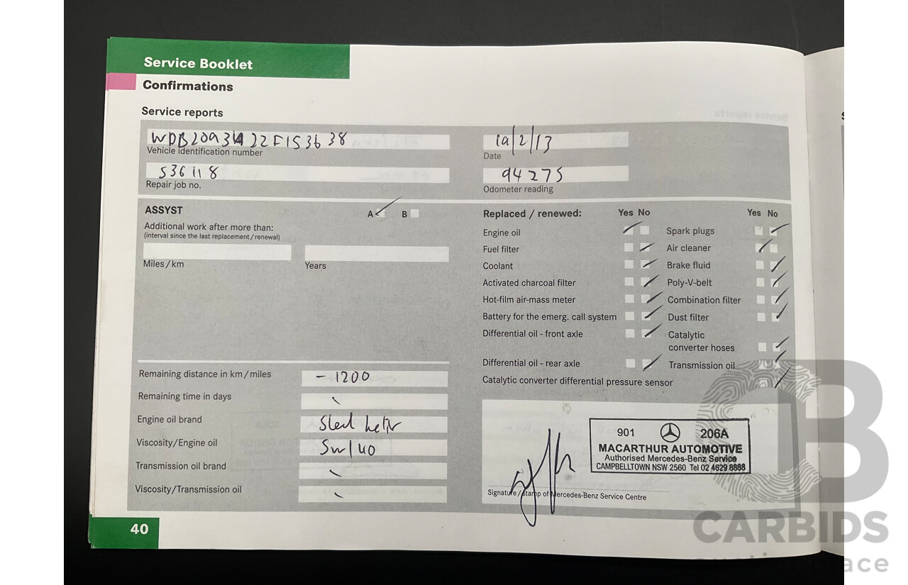 2/2005 Mercedes-Benz CLK200K Elegance C209 2d Coupe Obsidian Black Metallic Supercharged 1.8L