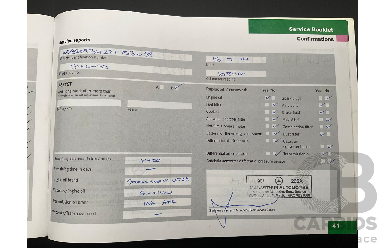 2/2005 Mercedes-Benz CLK200K Elegance C209 2d Coupe Obsidian Black Metallic Supercharged 1.8L