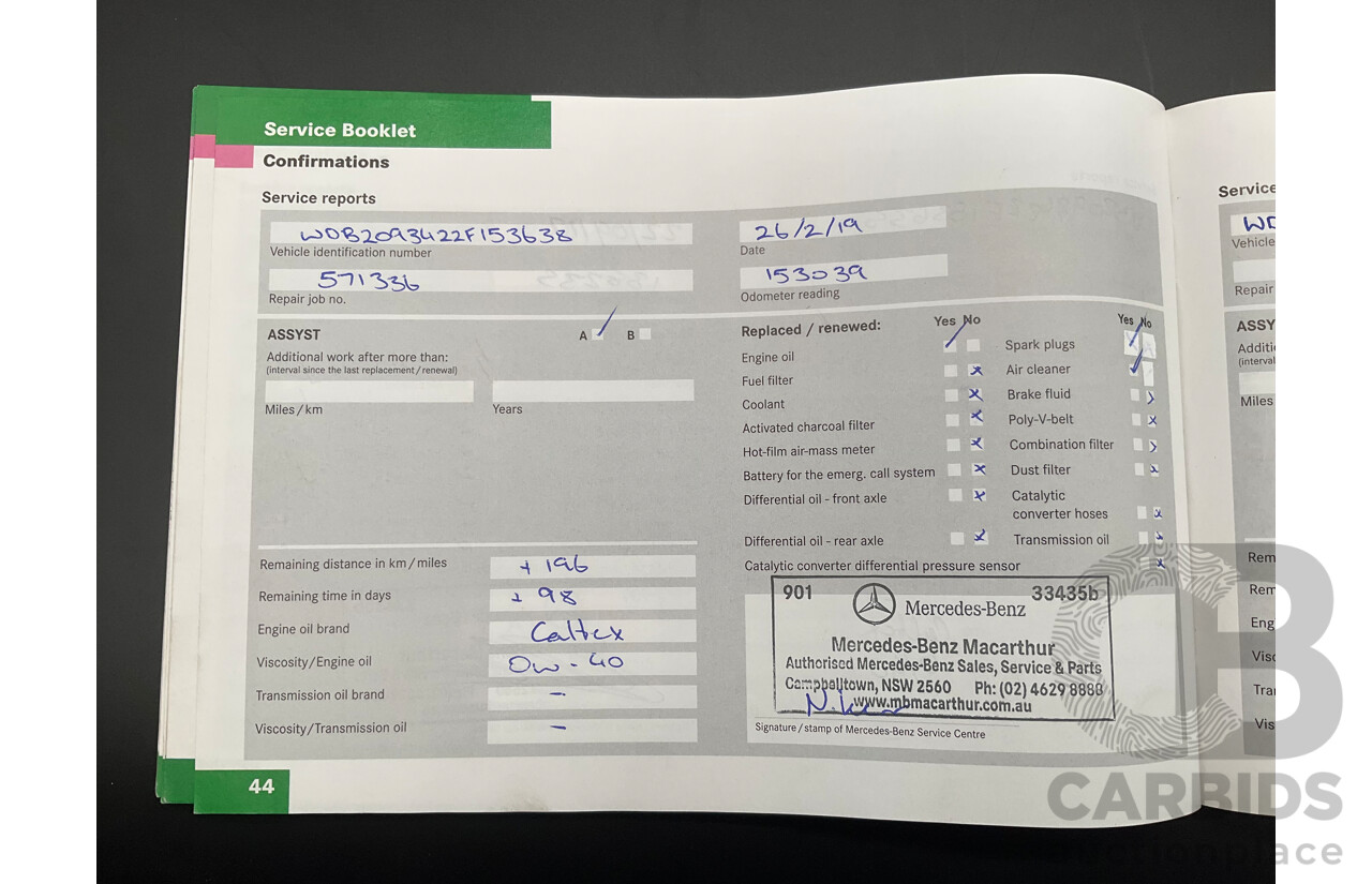 2/2005 Mercedes-Benz CLK200K Elegance C209 2d Coupe Obsidian Black Metallic Supercharged 1.8L