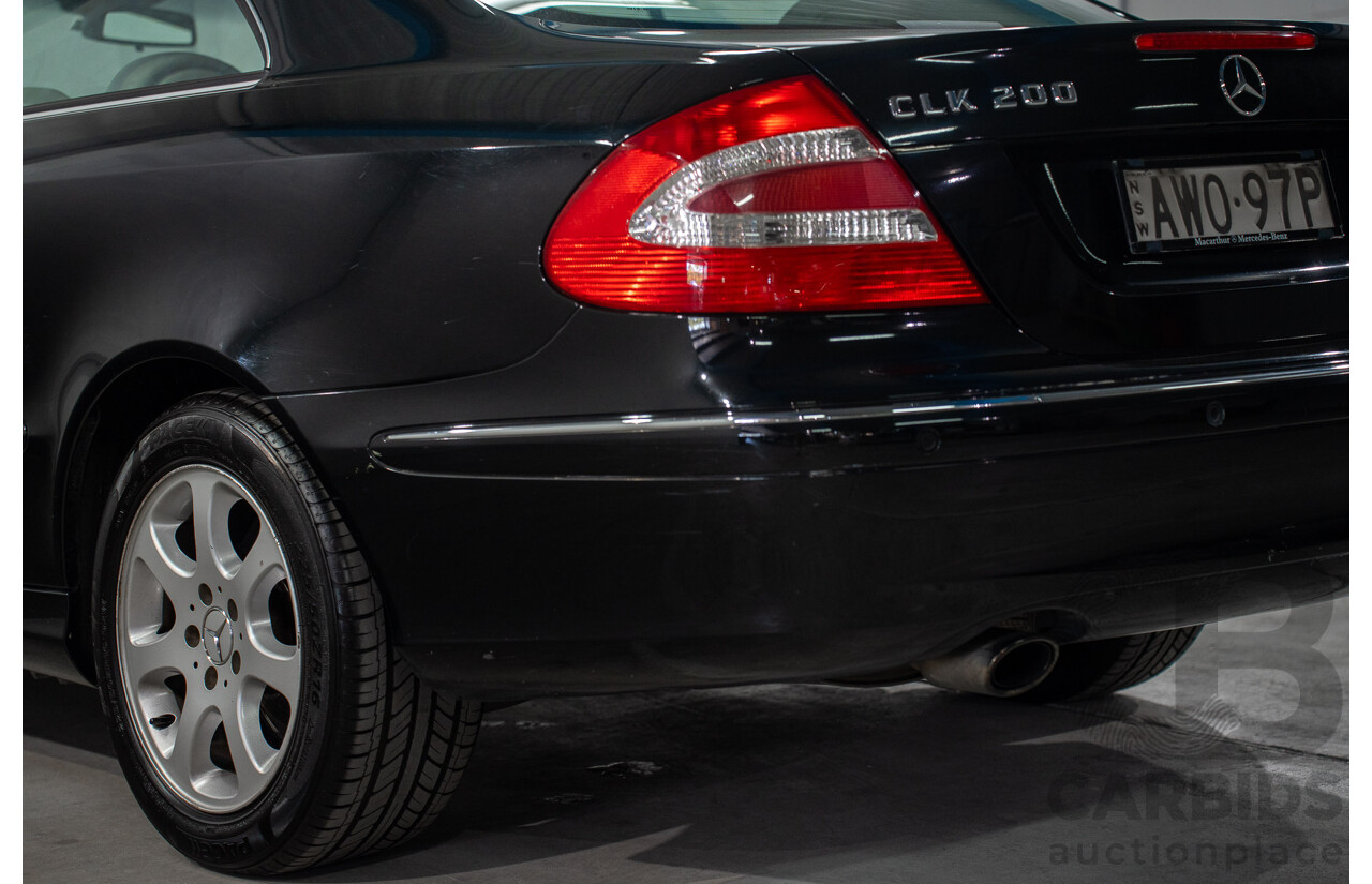 2/2005 Mercedes-Benz CLK200K Elegance C209 2d Coupe Obsidian Black Metallic Supercharged 1.8L