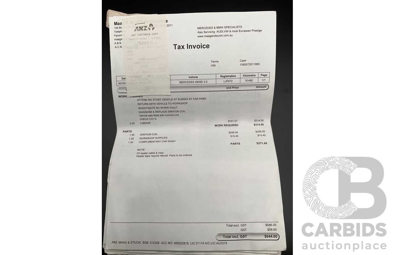 10/1972 Mercedes Benz 280 SE 3.5 W108 4d Sedan Papyrus White V8 3.5L