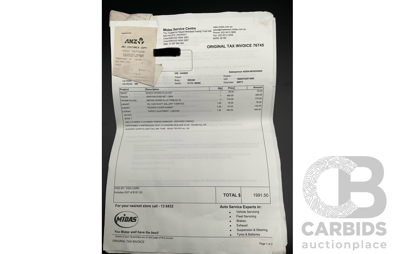 10/1972 Mercedes Benz 280 SE 3.5 W108 4d Sedan Papyrus White V8 3.5L