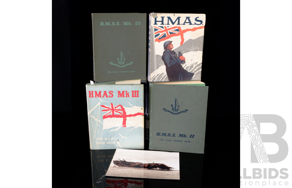 Set Four RAN Books Comprising HMAS Mk 1 to 4, Cloth Bound Hardcovers
