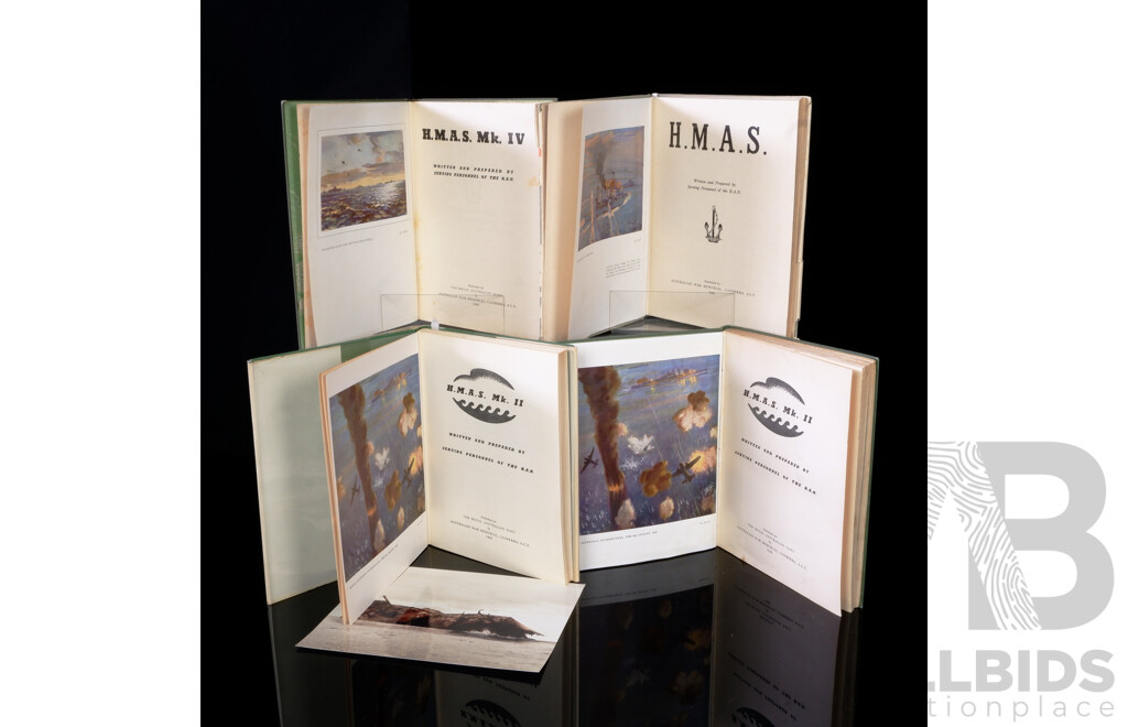 Set Four RAN Books Comprising HMAS Mk 1 to 4, Cloth Bound Hardcovers