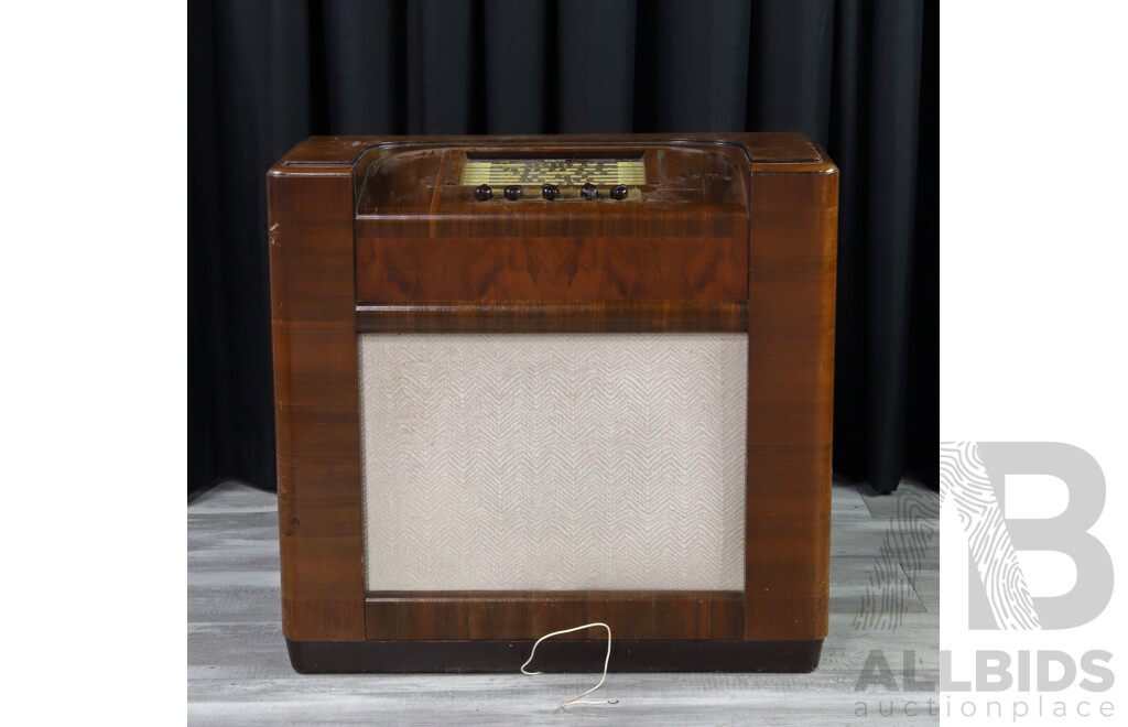 Vintage Hotpoint Valve Radio in Walnut Cabinet by 'Dickin'