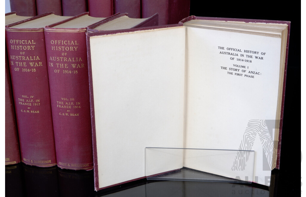 Complete 12 Volume First Edition Set C E W Bean Official History of Australia in the War of 1914 to 1918, Angus & Robertson, Sydney, All Cloth Bound Hardcovers