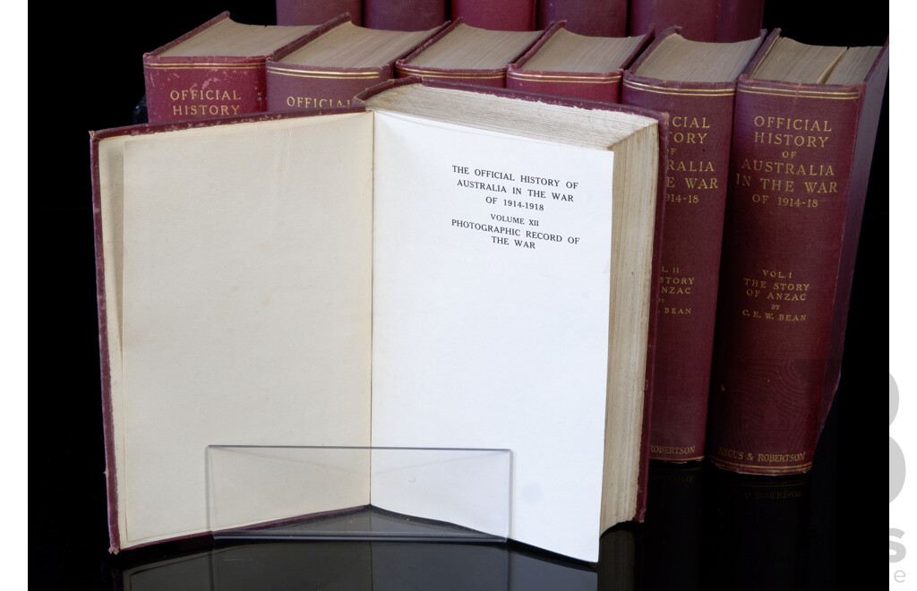 Complete 12 Volume First Edition Set C E W Bean Official History of Australia in the War of 1914 to 1918, Angus & Robertson, Sydney, All Cloth Bound Hardcovers