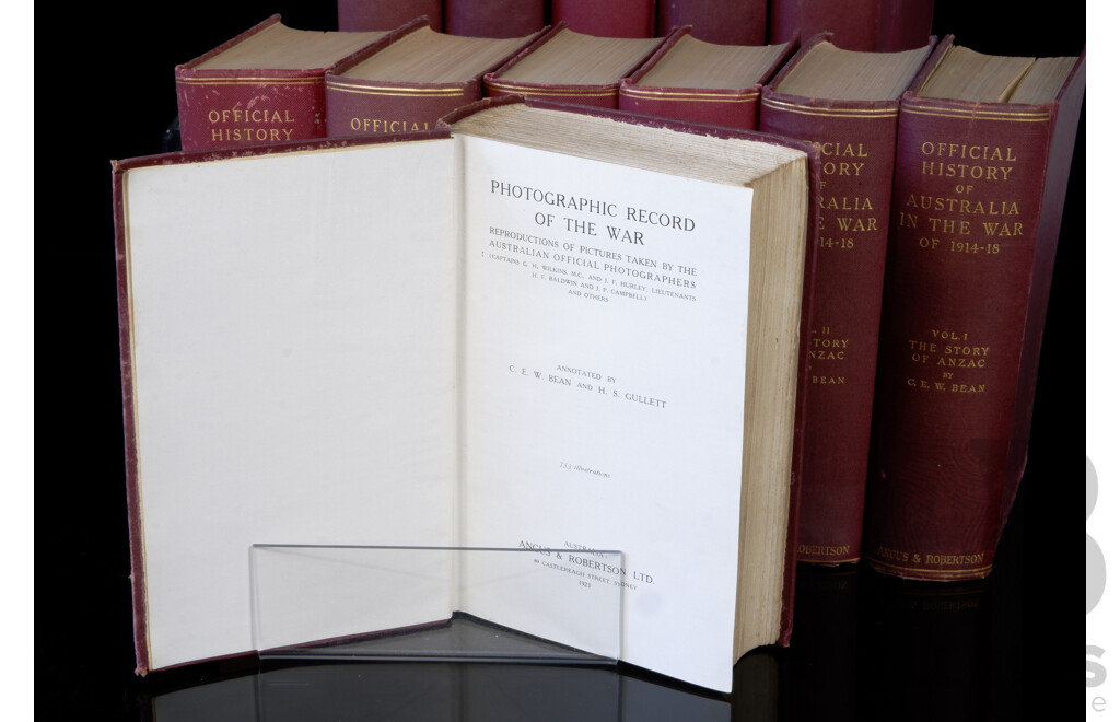 Complete 12 Volume First Edition Set C E W Bean Official History of Australia in the War of 1914 to 1918, Angus & Robertson, Sydney, All Cloth Bound Hardcovers
