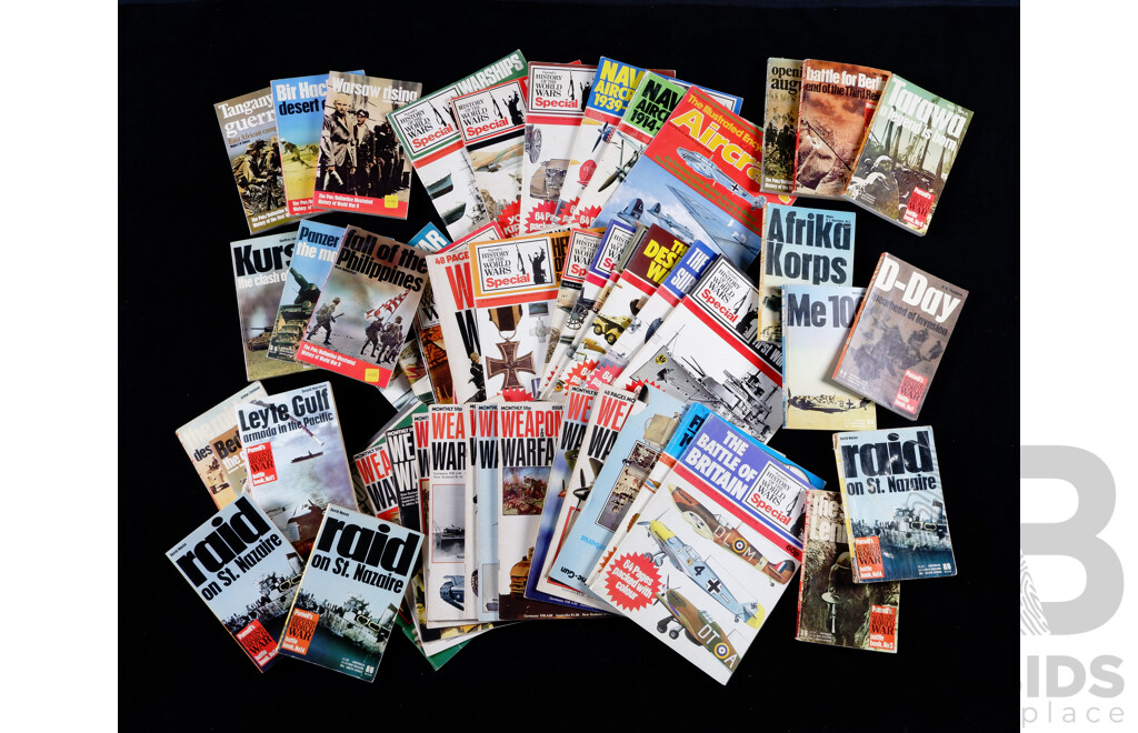 Collection 19 Purnell's History of the Second World War Books Along with Collection Military Magazines