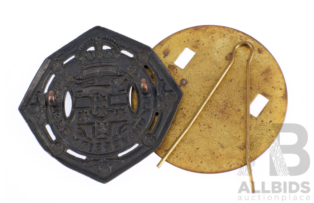 Vintage Brass & Copper Sydney University Regiment Hat Badge, 1930 to 1942