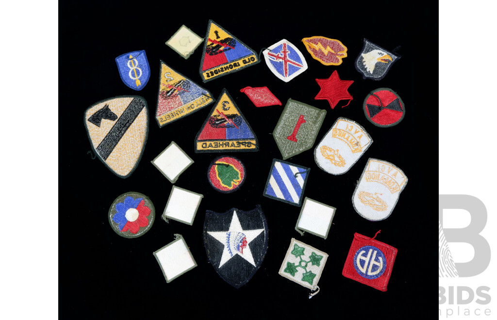 Collection American Armed Forces Shoulder Patches Including Hell on Wheels, Old Ironside and More