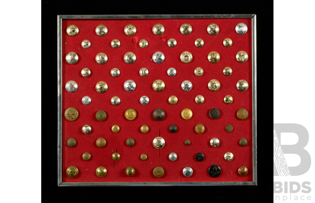 Fantastic Framed Presentation of Australian Military Brass & Copper Buttons