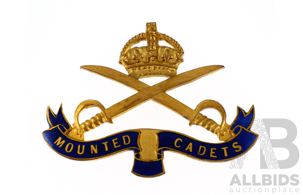 Antique Gilt Brass and Enamel Melbourne Cavalry Regiment, Circa Early 1900s, by Stokes & Sons