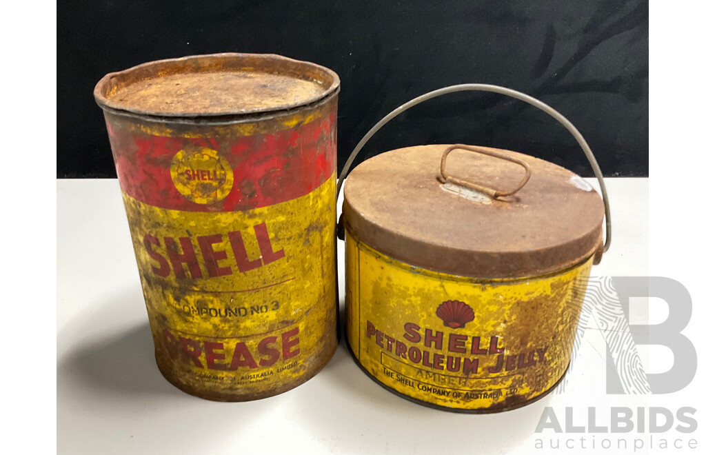 Vintage Shell Grease and Petroleum Tins