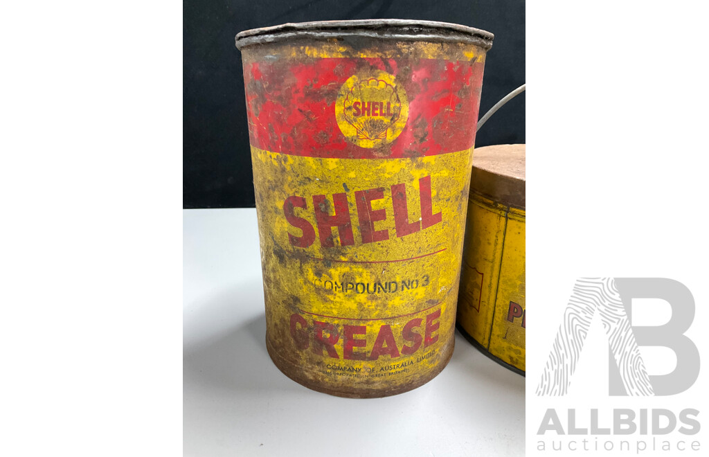 Vintage Shell Grease and Petroleum Tins