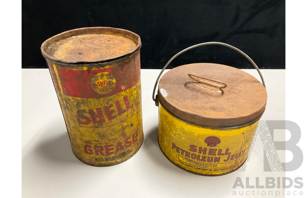 Vintage Shell Grease and Petroleum Tins
