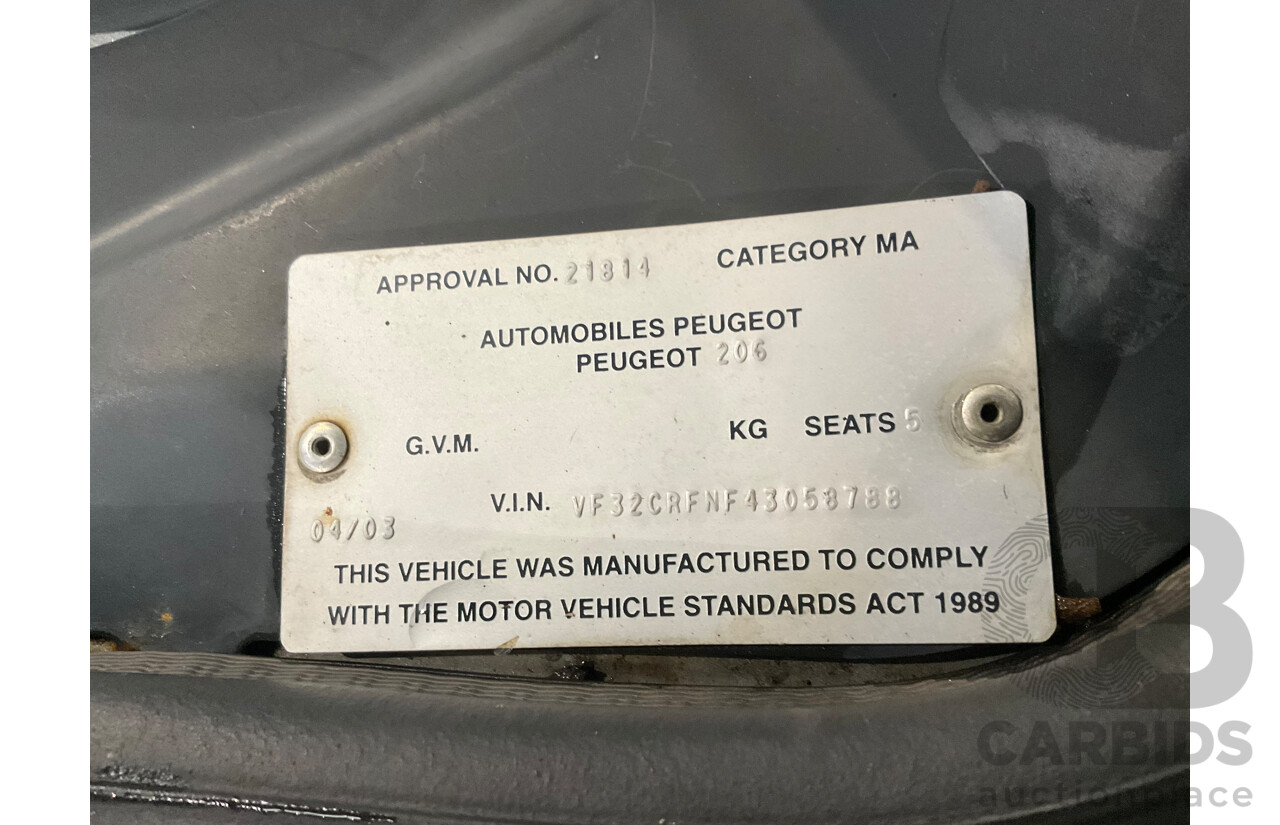 4/2003 Peugeot 206 GTi MY02.5 3d Hatchback Aluminium Grey Metallic 2.0L