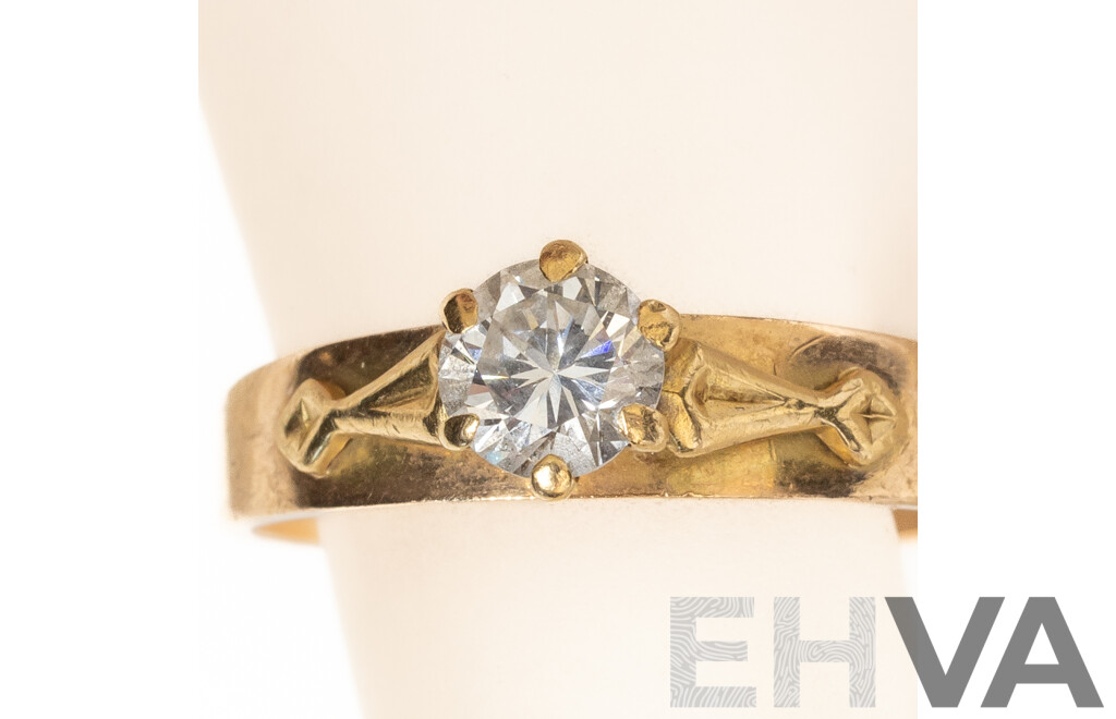 18ct Vintage Diamond Solitaire Engagement Ring, Est TDW 0.38ct, Size O, 2.84 Grams