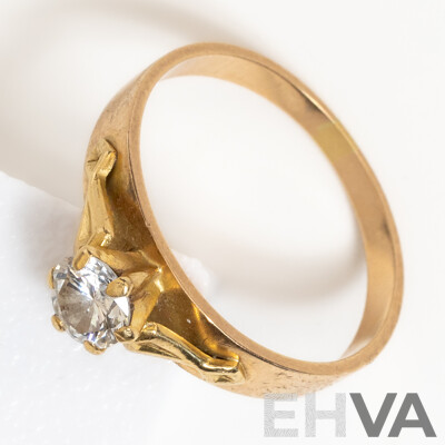 18ct Vintage Diamond Solitaire Engagement Ring, Est TDW 0.38ct, Size O, 2.84 Grams