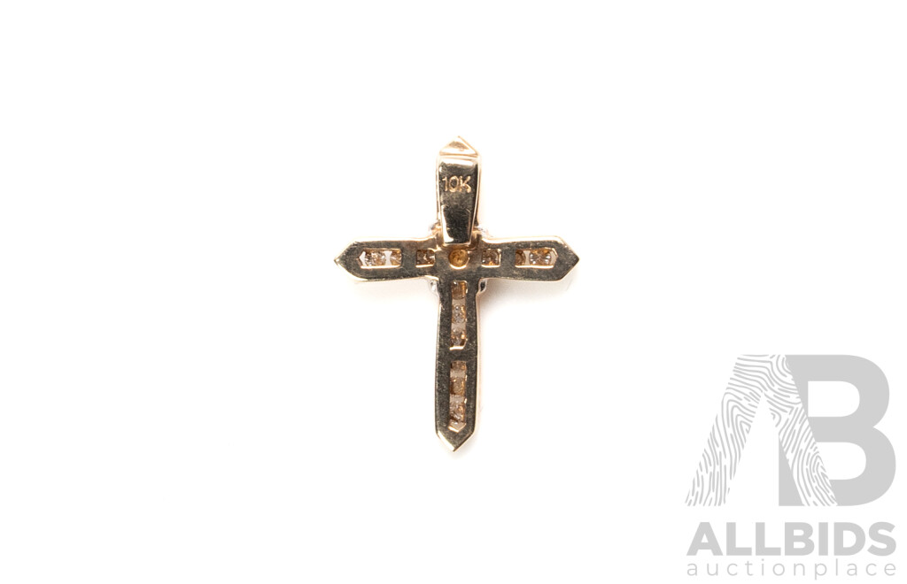 Michael Hill Jewellers 10ct Diamond Set Cross Slider Pendant, 20mm, Est TDW 0.25ct, 1.23 Grams - as New
