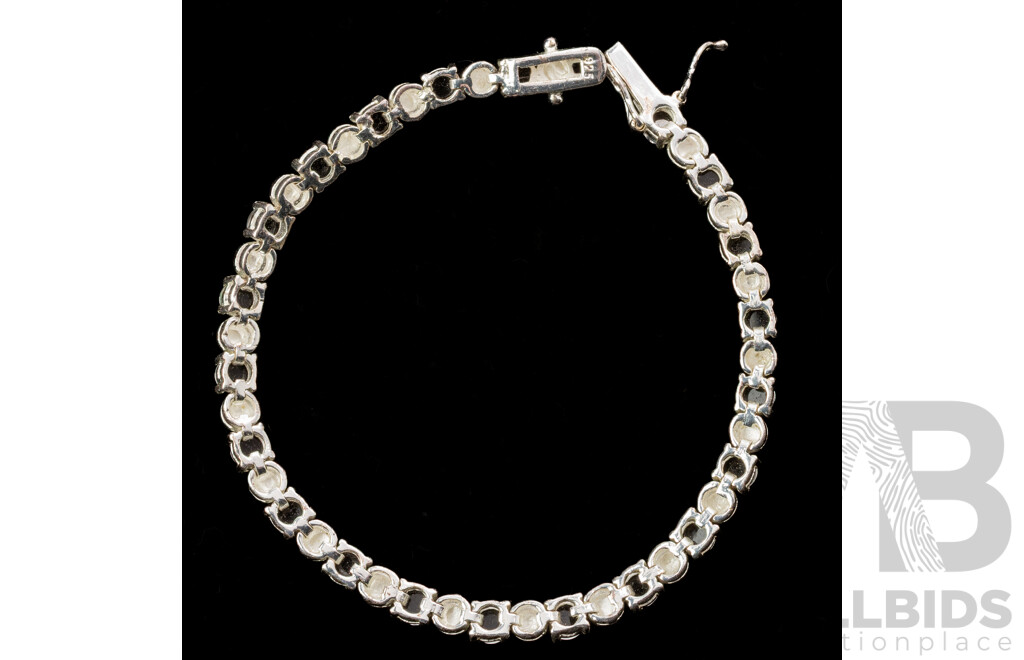 Sterling Silver Opal Triplet Tennis Bracelet, 17.5cm, 13.49 Grams - as New