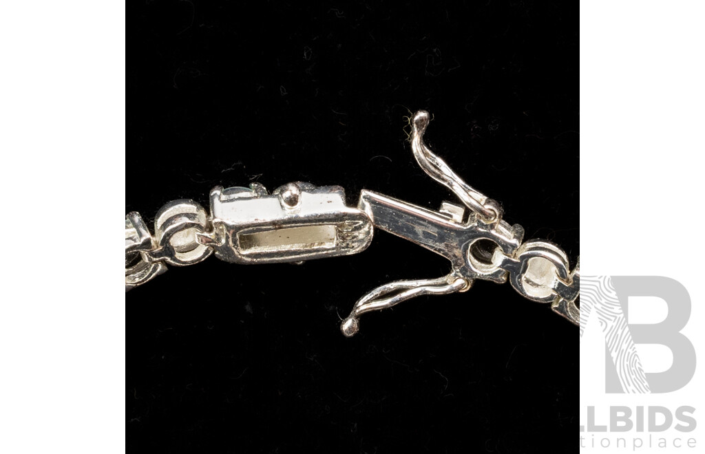 Sterling Silver Opal Triplet Tennis Bracelet, 17.5cm, 13.49 Grams - as New