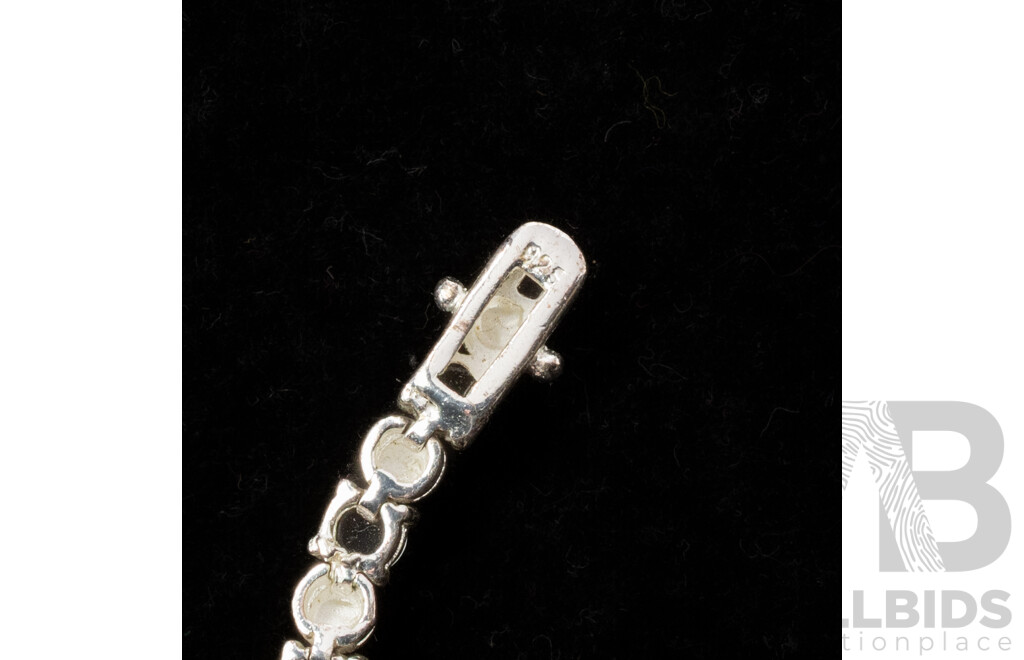 Sterling Silver Opal Triplet Tennis Bracelet, 17.5cm, 13.49 Grams - as New