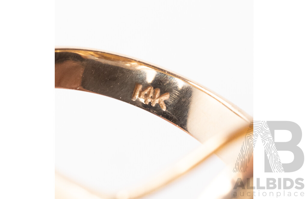 14ct Vintage Tigers Eye Cabochon Ring, Size M, 5.44 Grams