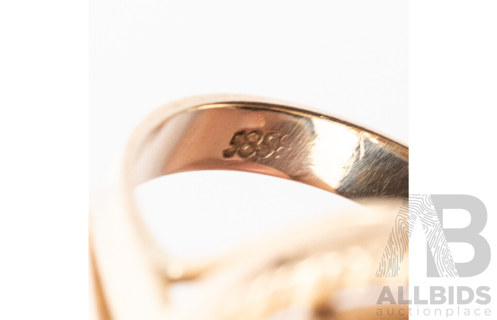 14ct Vintage Tigers Eye Cabochon Ring, Size M, 5.44 Grams