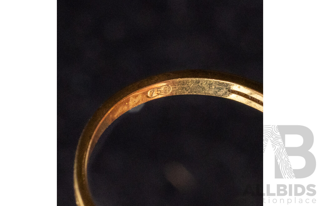 18ct Vintage Dark Sapphire & Diamond Ring, TDW 0.06ct, Size N, 2.94 Grams