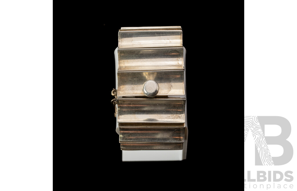 Vintage Mexican Los Castillo Sterling Silver (925) Wide Modernist Bracelet, 58mm, 134.0 Grams