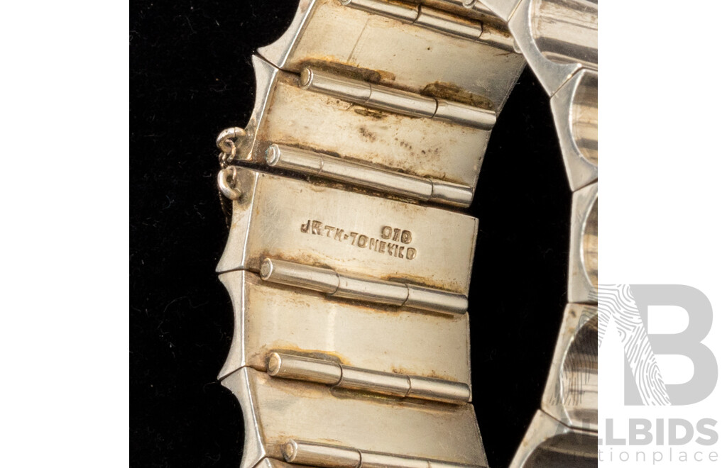 Vintage Mexican Los Castillo Sterling Silver (925) Wide Modernist Bracelet, 58mm, 134.0 Grams