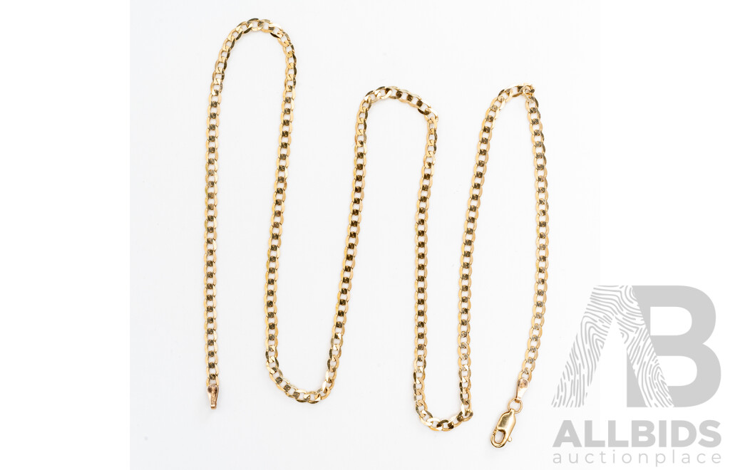 9ct Yellow Gold Flat Curb Link Necklace, 55cm, 6.04 Grams