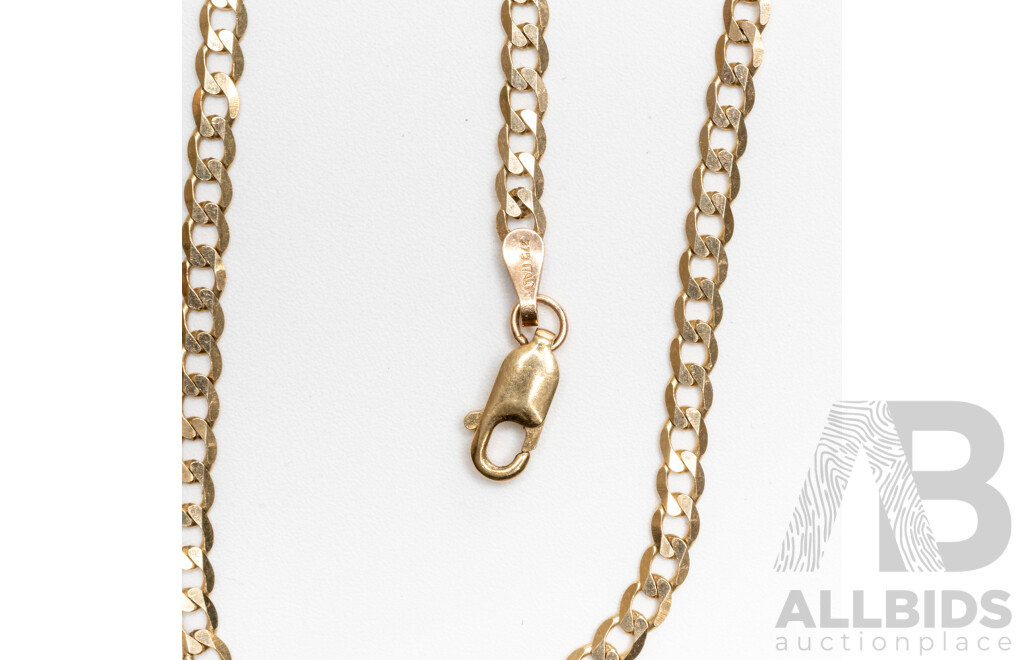9ct Yellow Gold Flat Curb Link Necklace, 55cm, 6.04 Grams