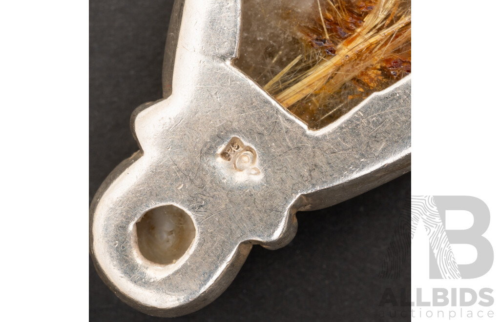 Sterling Silver Ornate Pendant with Citrine & Cultured Pearl on a SS Belcher Link Necklace, 68cm, 38.86 Grams