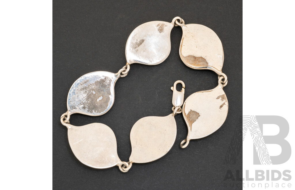 Vintage Mexican Sterling Silver Modernist Bracelet, 23cm, 23.77 Grams
