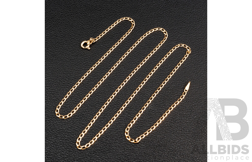 9ct Elongated Curb Link Chain, 50cm, 2.42 Grams