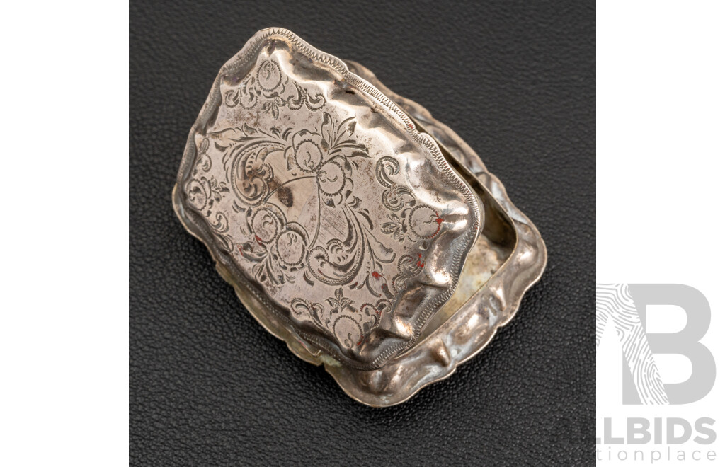 Antique Dutch Sterling Silver (833) Silver Pill Box with Hinged Lid, 25.17 Grams