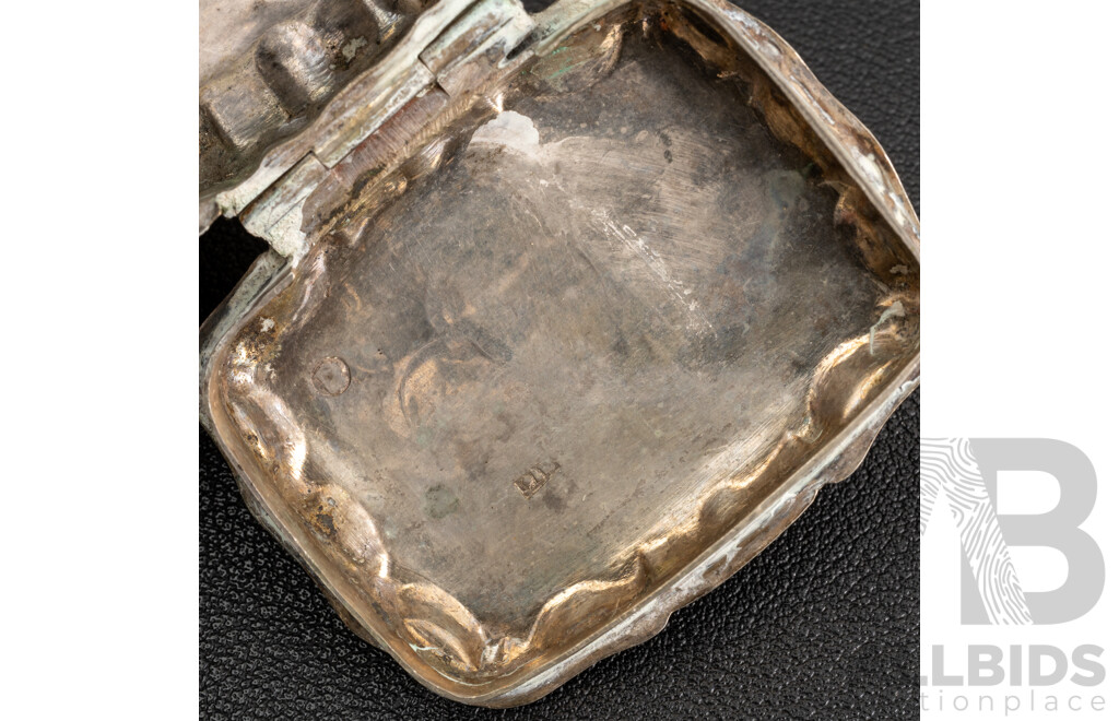 Antique Dutch Sterling Silver (833) Silver Pill Box with Hinged Lid, 25.17 Grams