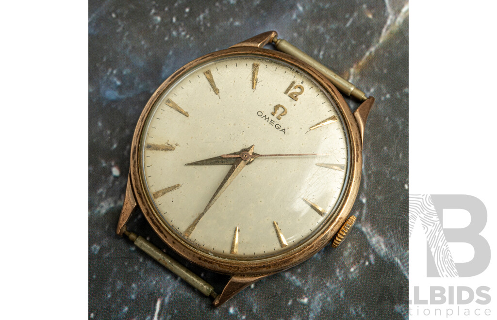 Omega 9ct Vintage Mens Watch, Circa 1950's, Manual Winding, 30.31 Grams Total Weight