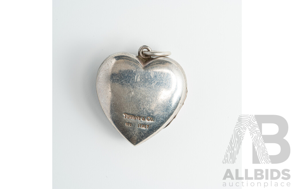 Tiffany & Co. Vintage Large Sterling Silver Heart Locket, 35mm Long, 12.45 Grams