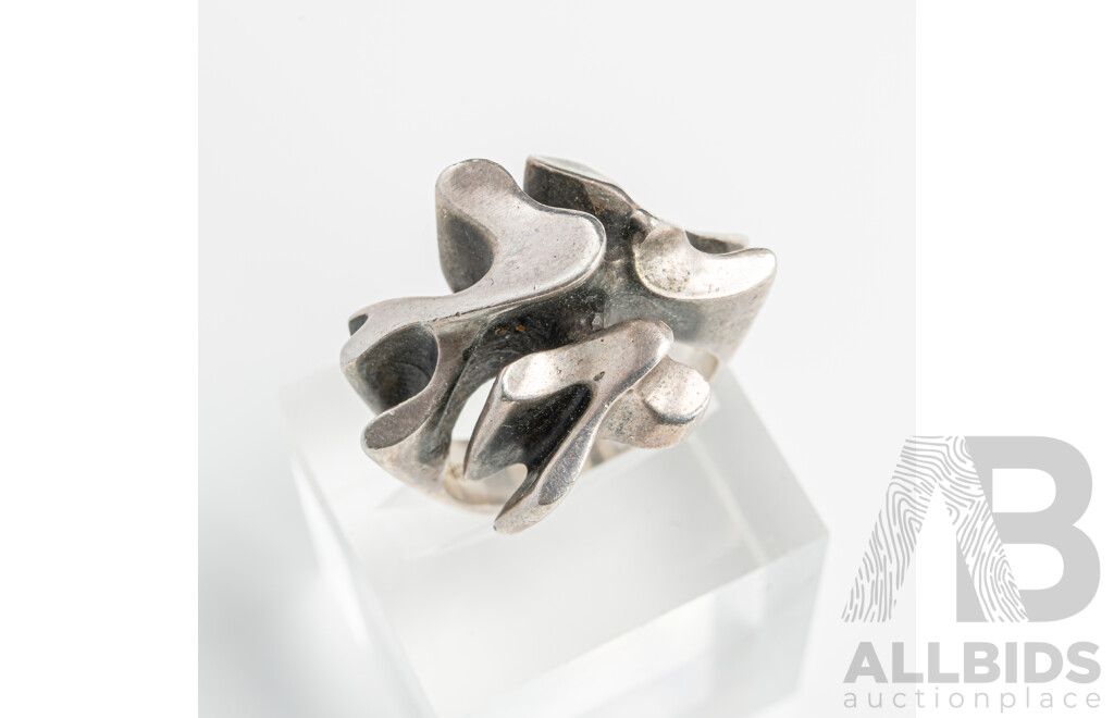 Georg Jensen Vintage Sterling Silver Ring #A12B, Very Rare, Size N, 14.46 Grams