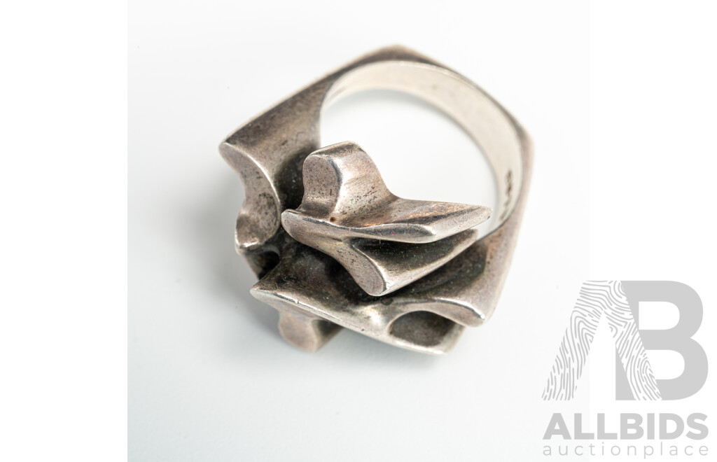 Georg Jensen Vintage Sterling Silver Ring #A12B, Very Rare, Size N, 14.46 Grams