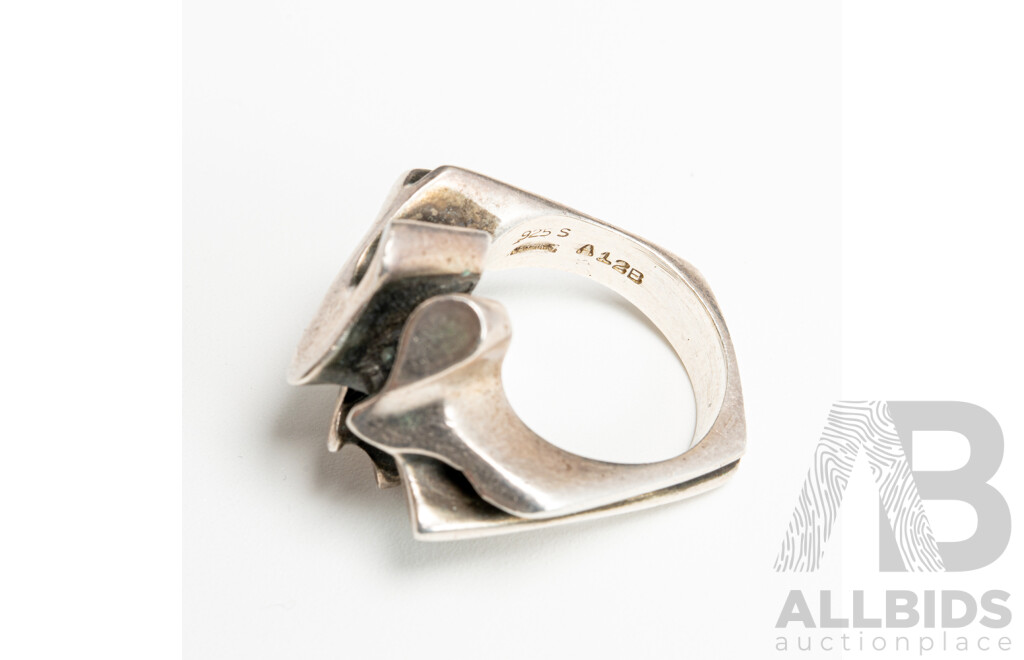 Georg Jensen Vintage Sterling Silver Ring #A12B, Very Rare, Size N, 14.46 Grams